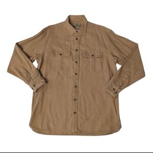 Vintage Cabela's Tan Deerskin Soft Chamois Heavyweight Cotton Shirt Men's L Tall